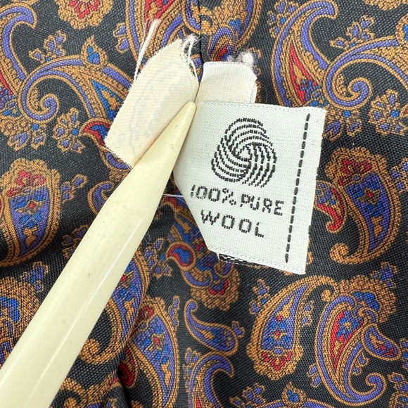 Vintage Braefair Purple Wool Coat Size 11/12 Long Double Breasted Paisley USA - Picture 13 of 14